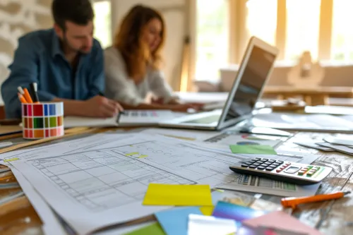 Tableau financier présentant un budget avec colonnes de dépenses et marge de réserve de 20%