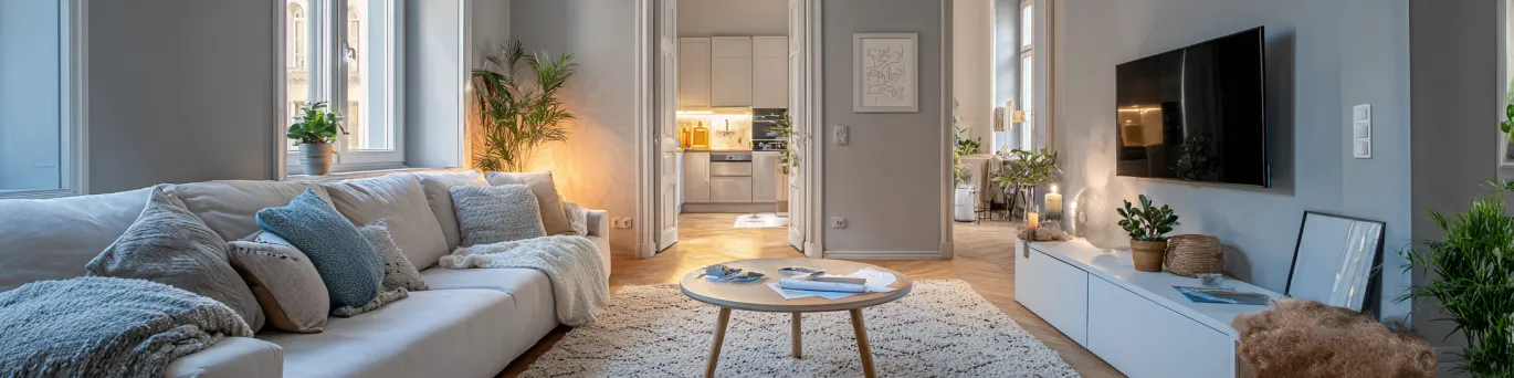 Calculatrice et plans de rénovation avec tarifs au m² pour cuisine, salle de bain et salon